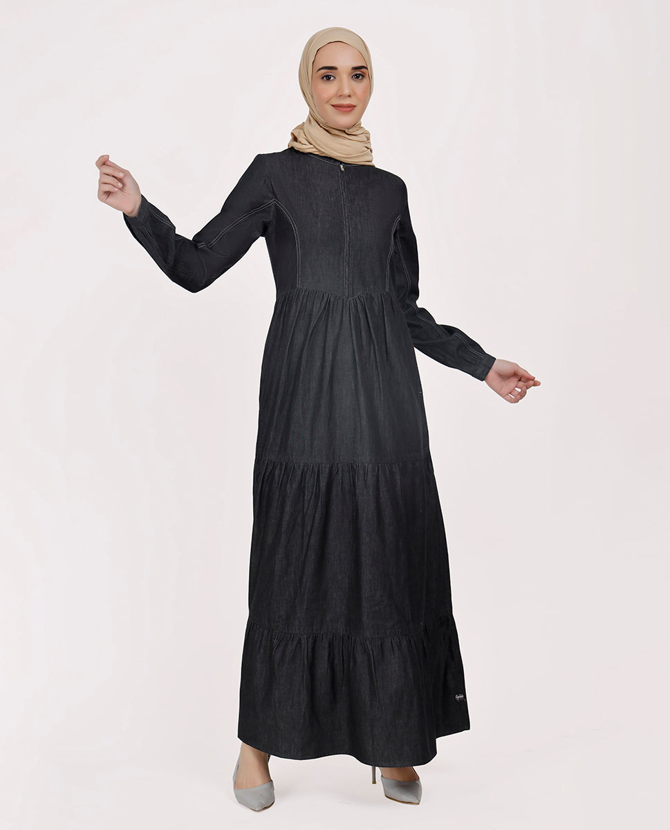 Comfort Max Fine Denim Maxi Dress - Black