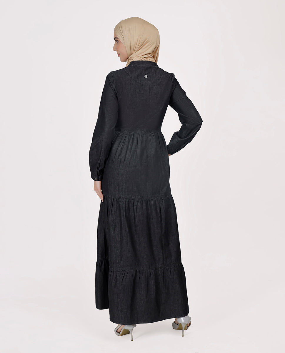 Comfort Max Fine Denim Maxi Dress - Black