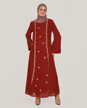 Royal Rust Fine Embroidery Abaya
