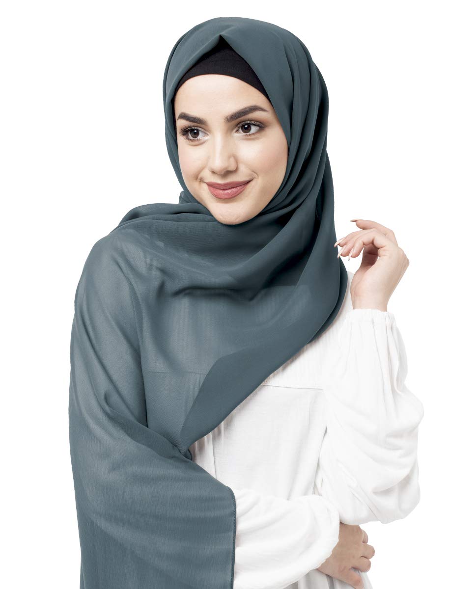 Dark Slate Blue Poly Georgette Scarf