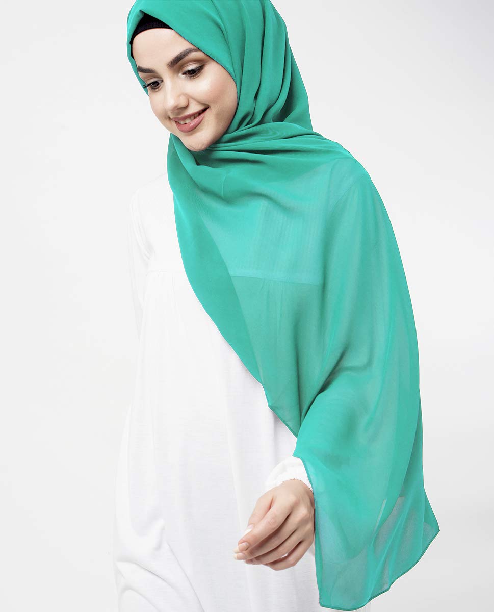 Aqua Green Poly Georgette Scarf