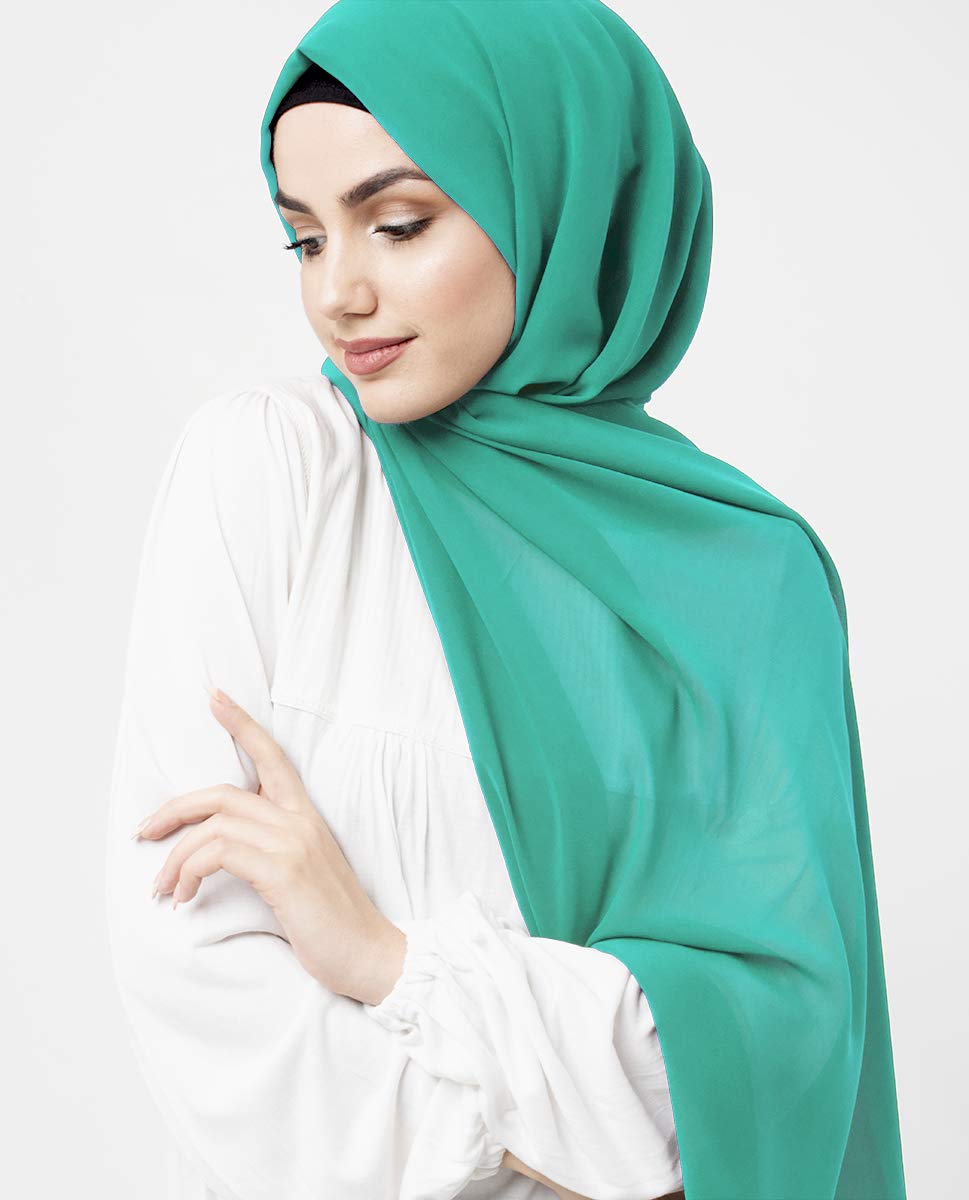 Aqua Green Poly Georgette Scarf