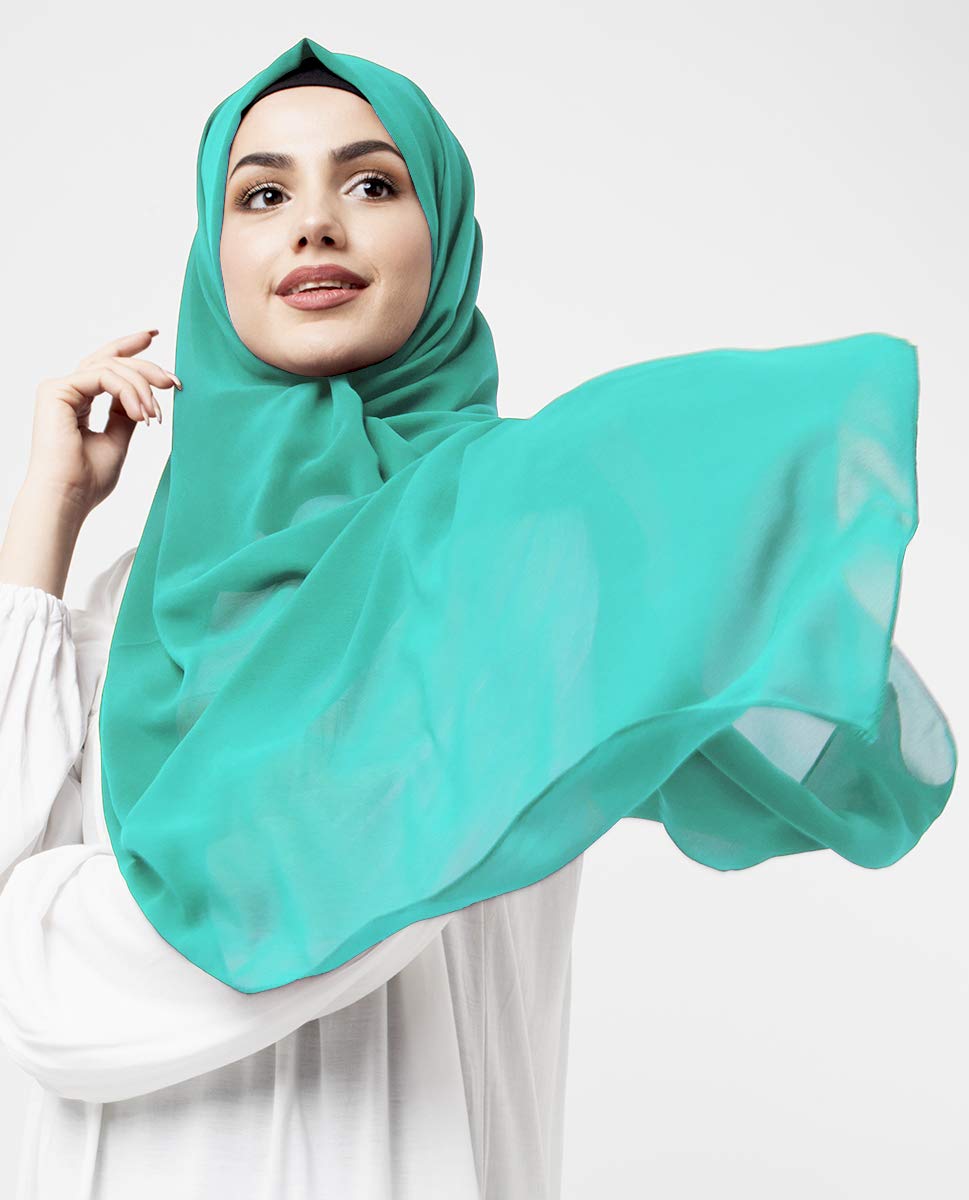 Aqua Green Poly Georgette Scarf